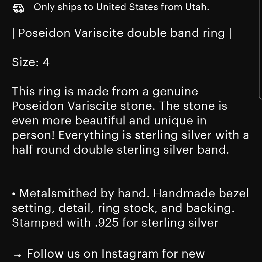 Poseidon varisite sterling silver ring - Picture 6 of 6